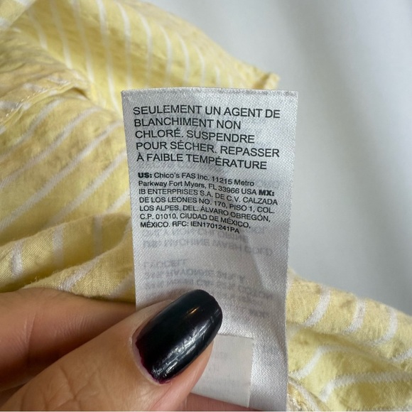 Chico's Light Yellow Striped Button Down Shirt, Tunic Shirt Size:4 USA 20/22 - Picture 12 of 13